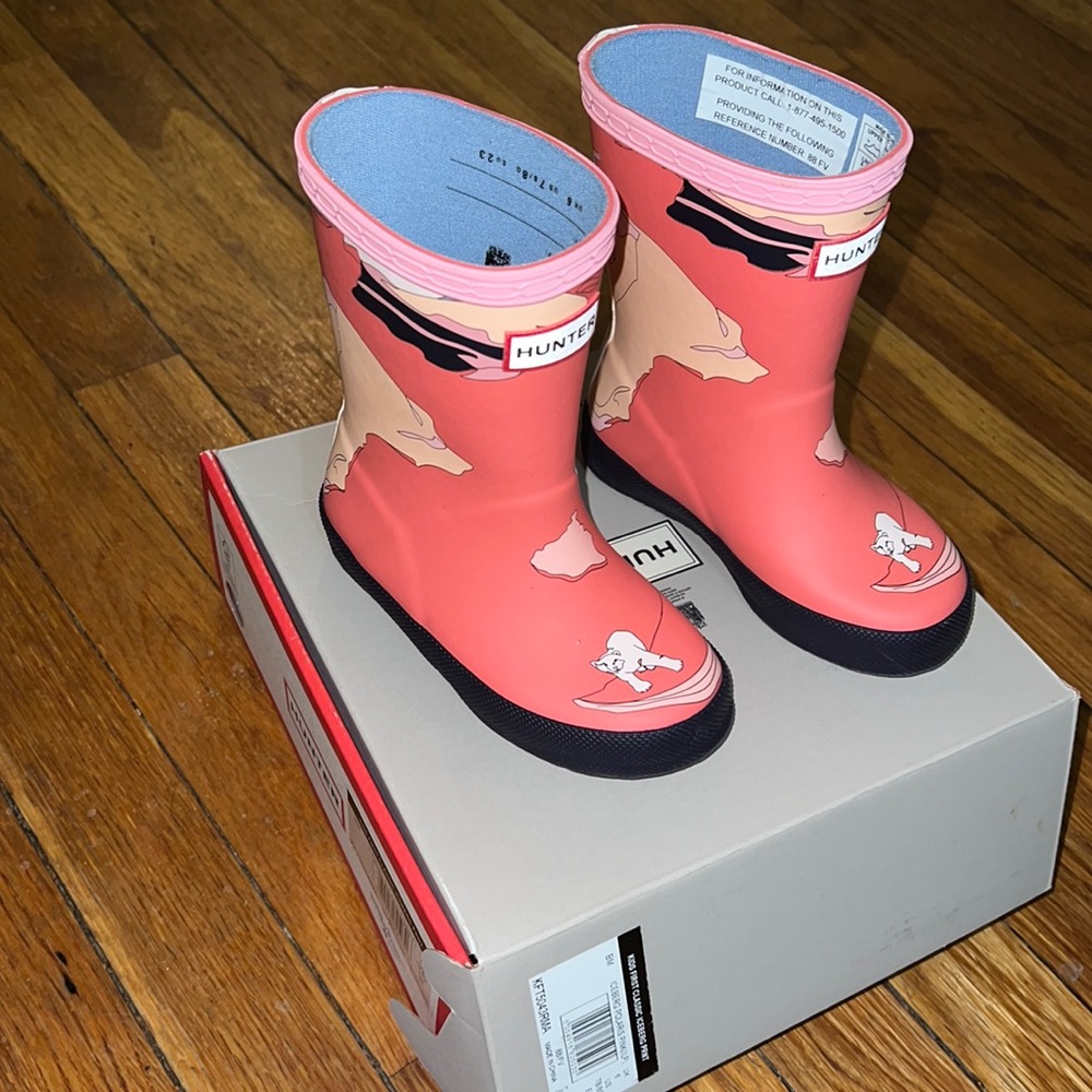 Hunter Kids Rain Boots - Pink and Black